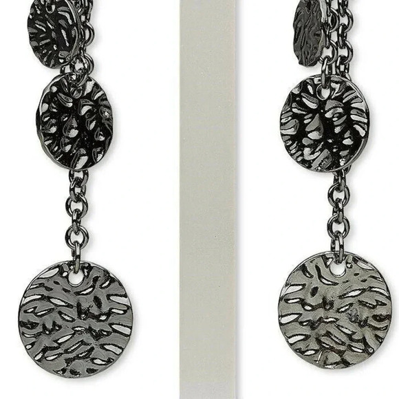 Gunmetal Grey Black Textured Charms Earrings - Picture 3 of 3
